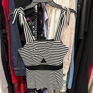 Express striped keyhole peplum top
